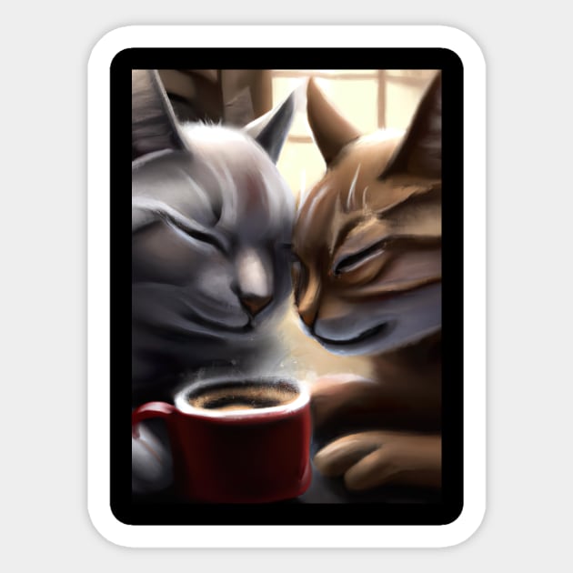 Two Cats Coffee Sticker by maxcode